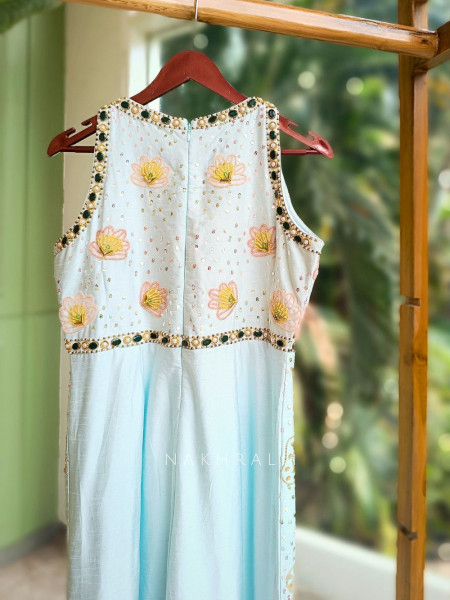 Oceana Sea Green Jumpsuit with Sequin & Beads Work