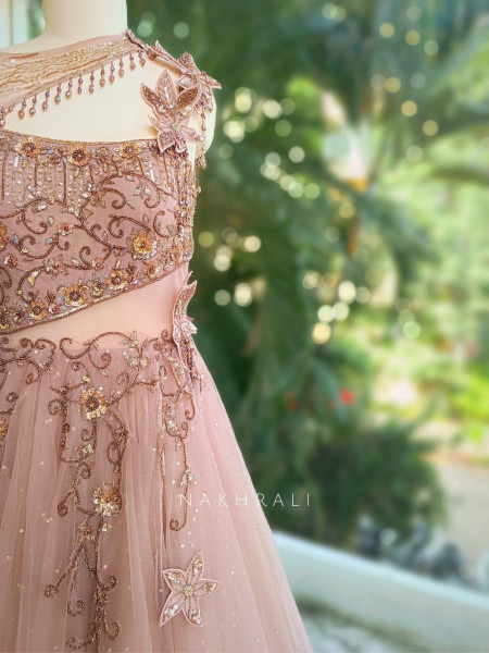 Elara Purple Net Gown with Sequin and Bead Embellishment