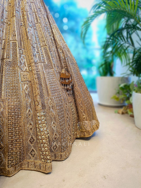 Golden Brown Sequin Embroidered  Lehenga