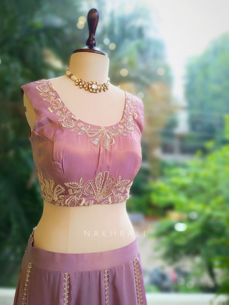 Iris Lavender Indowestern Skirt Set with Sequin Embroidery