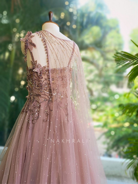 Elara Purple Net Gown with Sequin and Bead Embellishment
