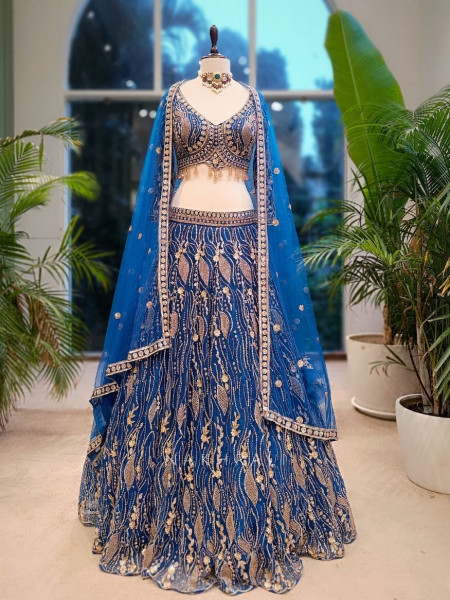 Naivya Blue Sequin & Zari Designer Lehenga