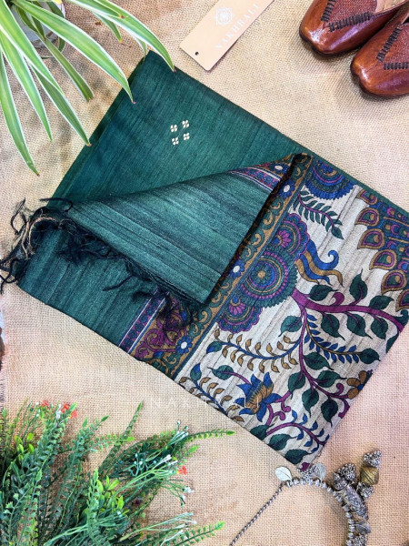 Mrigya Green Tussar Silk Saree