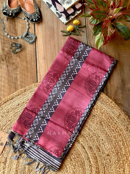 Anvika Pink Printed Silk Saree