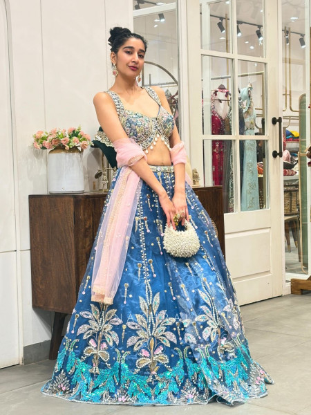 Azure  Beaded Sequin Lehenga
