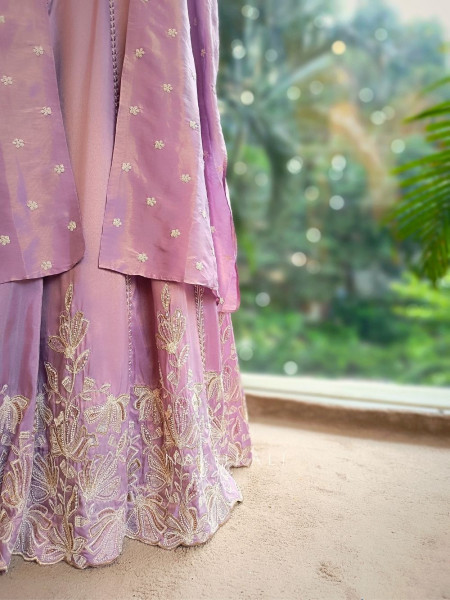 Iris Lavender Indowestern Skirt Set with Sequin Embroidery