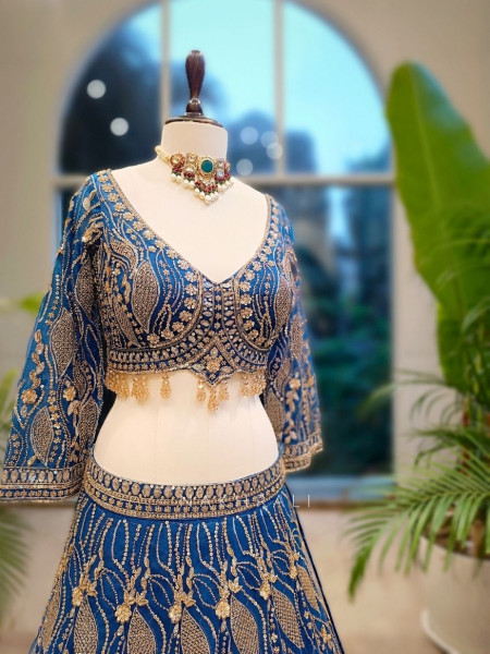 Naivya Blue Sequin & Zari Designer Lehenga
