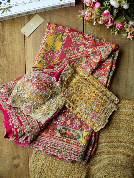 Vidhu Multicolor Saree with Mirror Stone Embroidery