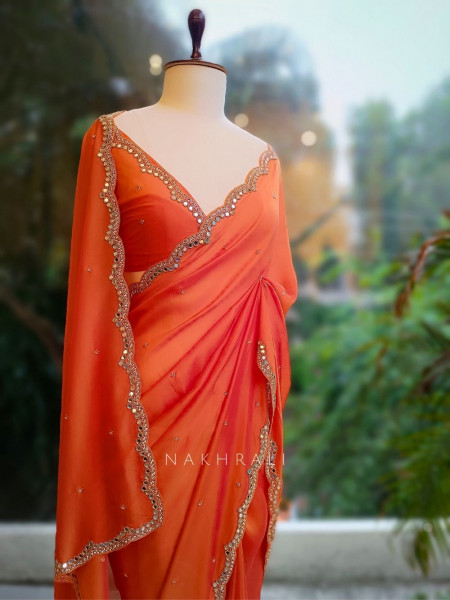Radiant Whisper Orange Saree