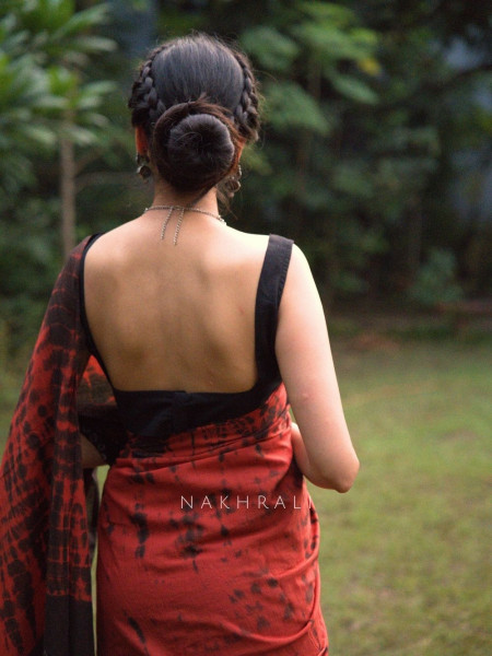 Riva Red & Pink Tie-Dye Saree