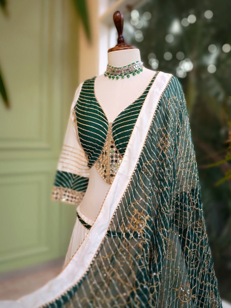 Garba Glam White Crop Top Lehenga- Dandiya Diva Collection