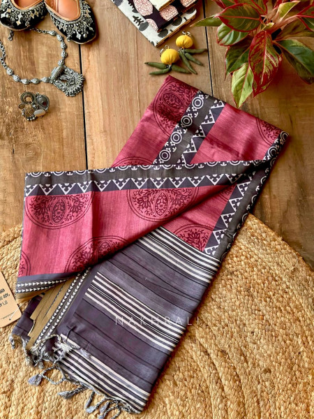 Anvika Pink Printed Silk Saree