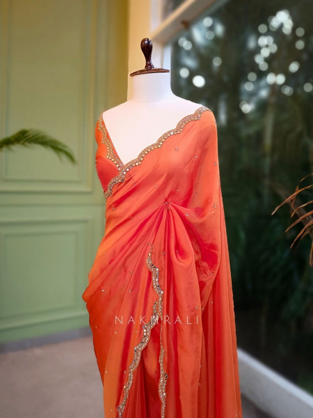 Radiant Whisper Orange Saree