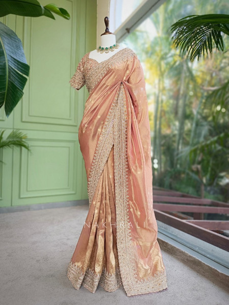 Neerja Pink Banarasi Silk Saree with Embroidered Blouse