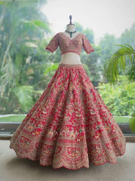 Mrunalini Maroon Raw Silk Bridal Lehenga Choli With Pichwai Zari Work