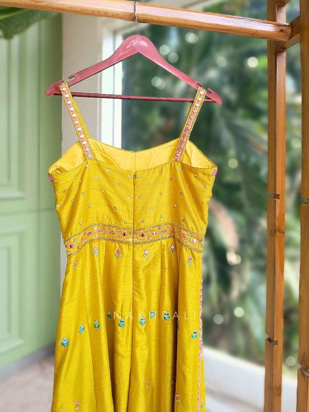 Zyra Mustard Jumpsuit with Sequin & Floral Bead Embroidery