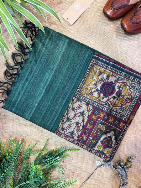 Preyasi Green Khadi Cotton Saree with Kalamkari Print