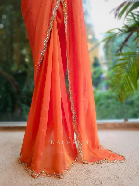 Radiant Whisper Orange Saree