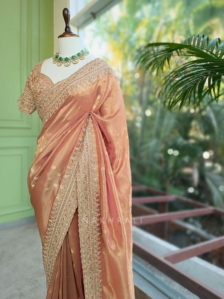 Neerja Pink Banarasi Silk Saree with Embroidered Blouse