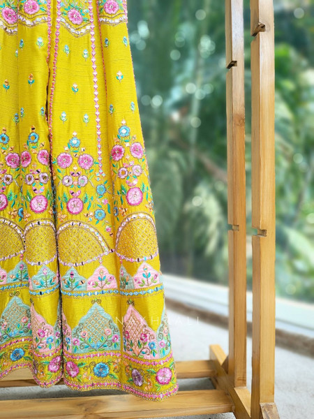 Zyra Mustard Jumpsuit with Sequin & Floral Bead Embroidery