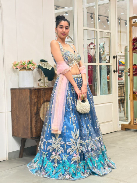 Azure  Beaded Sequin Lehenga