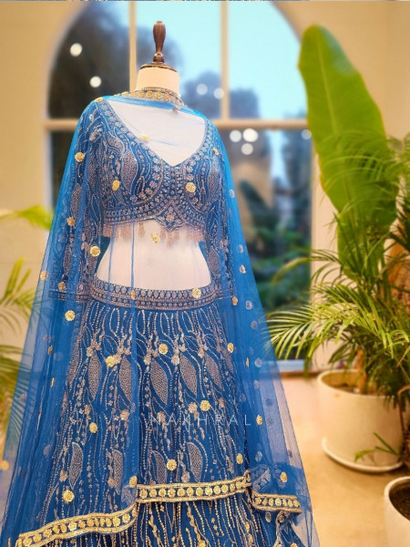 Naivya Blue Sequin & Zari Designer Lehenga
