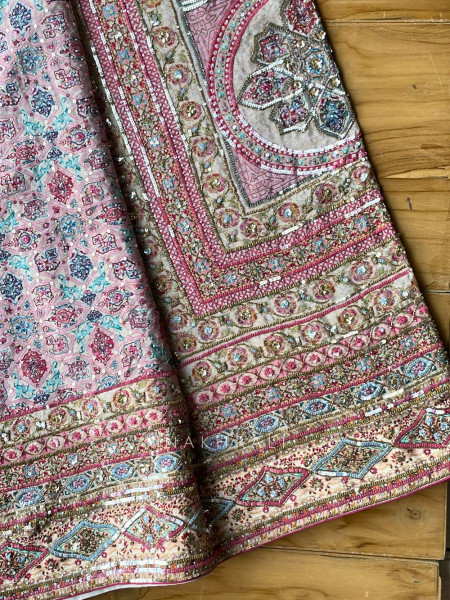 Riyaasat Cream Saree with Pastel Print and Sequin Work