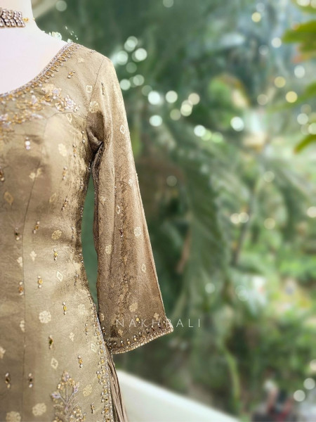 Golden Mocha Sequin & Cut Dana Lehenga Set