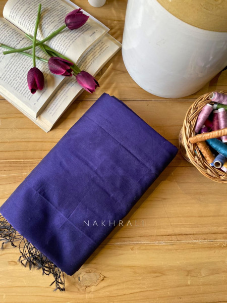 Taga Maheshwari Purple Dress Material with Zari Stripe Dupatta