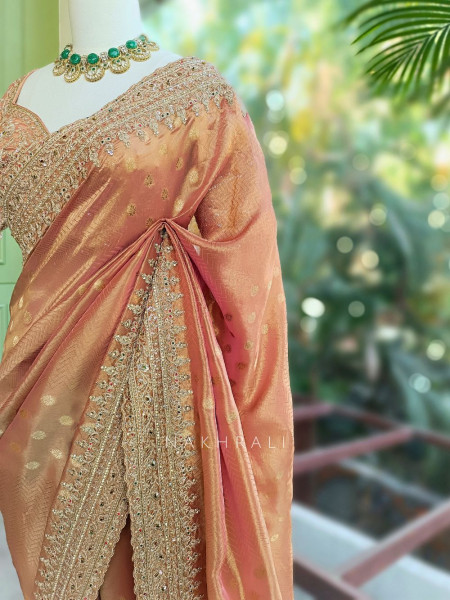 Neerja Pink Banarasi Silk Saree with Embroidered Blouse