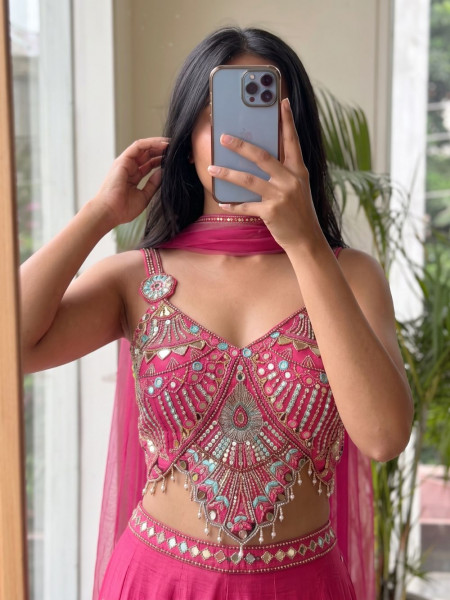 Folk Rhythm Magenta Indo-Western Palazzo Set