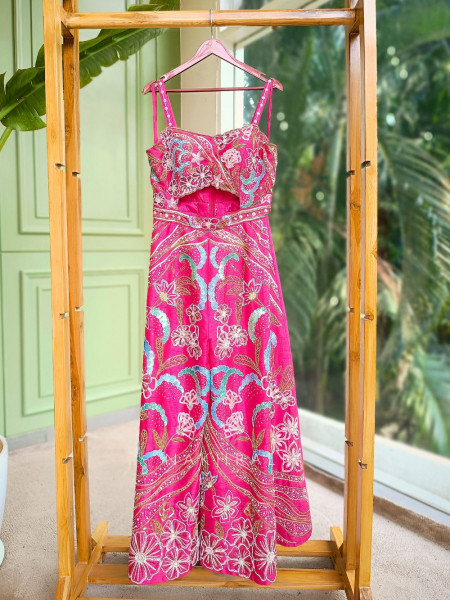 Aurelia Magenta Jumpsuit with Sequin & Embroidery Work