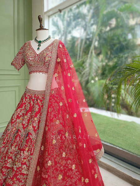 Mrunalini Maroon Raw Silk Bridal Lehenga Choli With Pichwai Zari Work