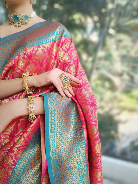 Banarasi Breeze Magenta Saree