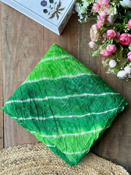 Swarang Green Leheriya Saree with Running Blouse Piece