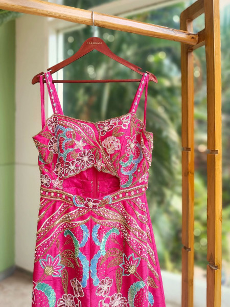 Aurelia Magenta Jumpsuit with Sequin & Embroidery Work