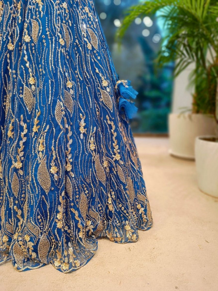 Naivya Blue Sequin & Zari Designer Lehenga