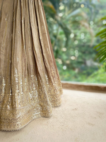 Golden Mocha Sequin & Cut Dana Lehenga Set