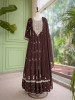 Reem Wine Anarkali Suit Set With Zari Sequin Yoke Work