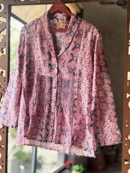 Patel Purple Cotton Shirt with Floral Print