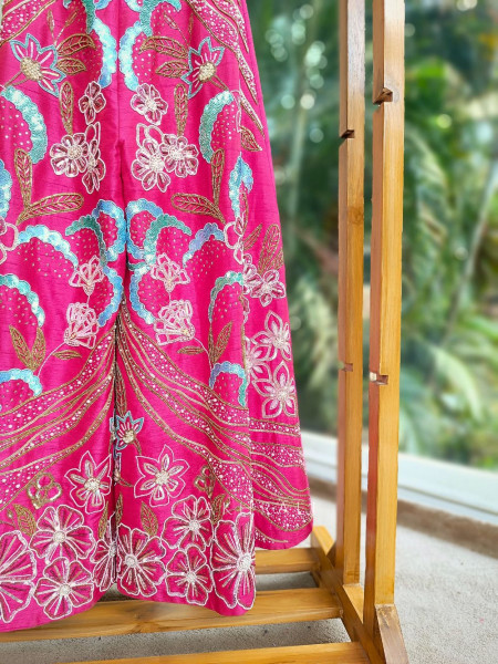 Aurelia Magenta Jumpsuit with Sequin & Embroidery Work