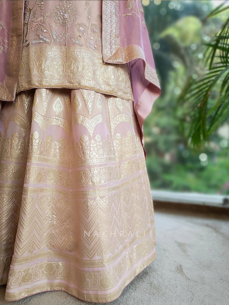 Serenique Pink Lehenga with Sequin and Pearl Work 39-SAM0155