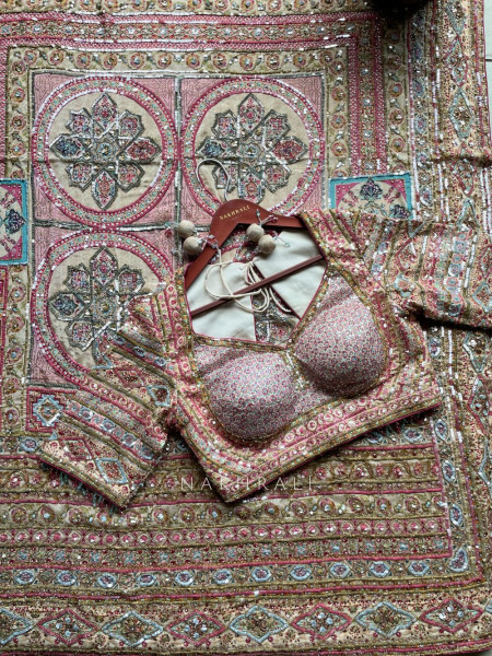 Riyaasat Cream Saree with Pastel Print and Sequin Work
