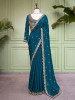 Tavisha Teal Blue Saree with Readymade Blouse – Zari Cutwork Border