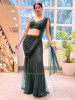 Glitzy Glam Green Indo-Western Drape Saree