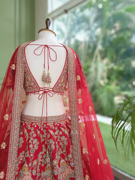 Mrunalini Maroon Raw Silk Bridal Lehenga Choli With Pichwai Zari Work