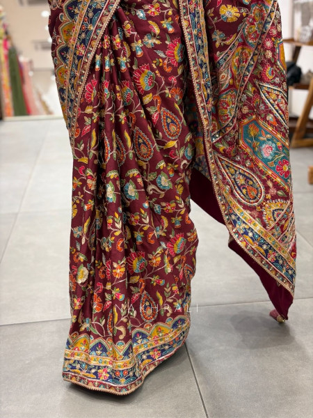 Rang Ranjani Multicolor Printed Saree with Ornate Embroidery