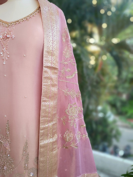 Serenique Pink Lehenga with Sequin and Pearl Work 39-SAM0155