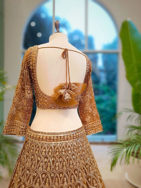 Eternal Shine Brown Zari & Sequin Lehenga
