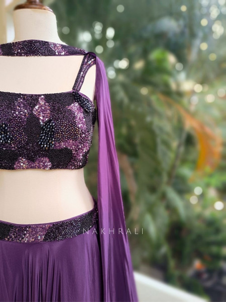 Amethyst Luxe Lehenga Set with Choker Dupatta